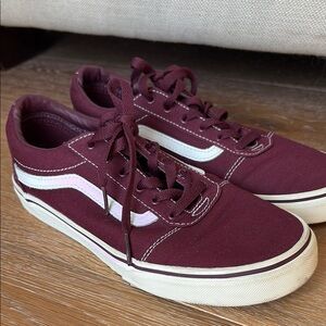 EUC Vans Burgundy Maroon Dark Red Skater Sneakers